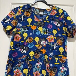 Looney Tunes Scrubs Shirt Size M